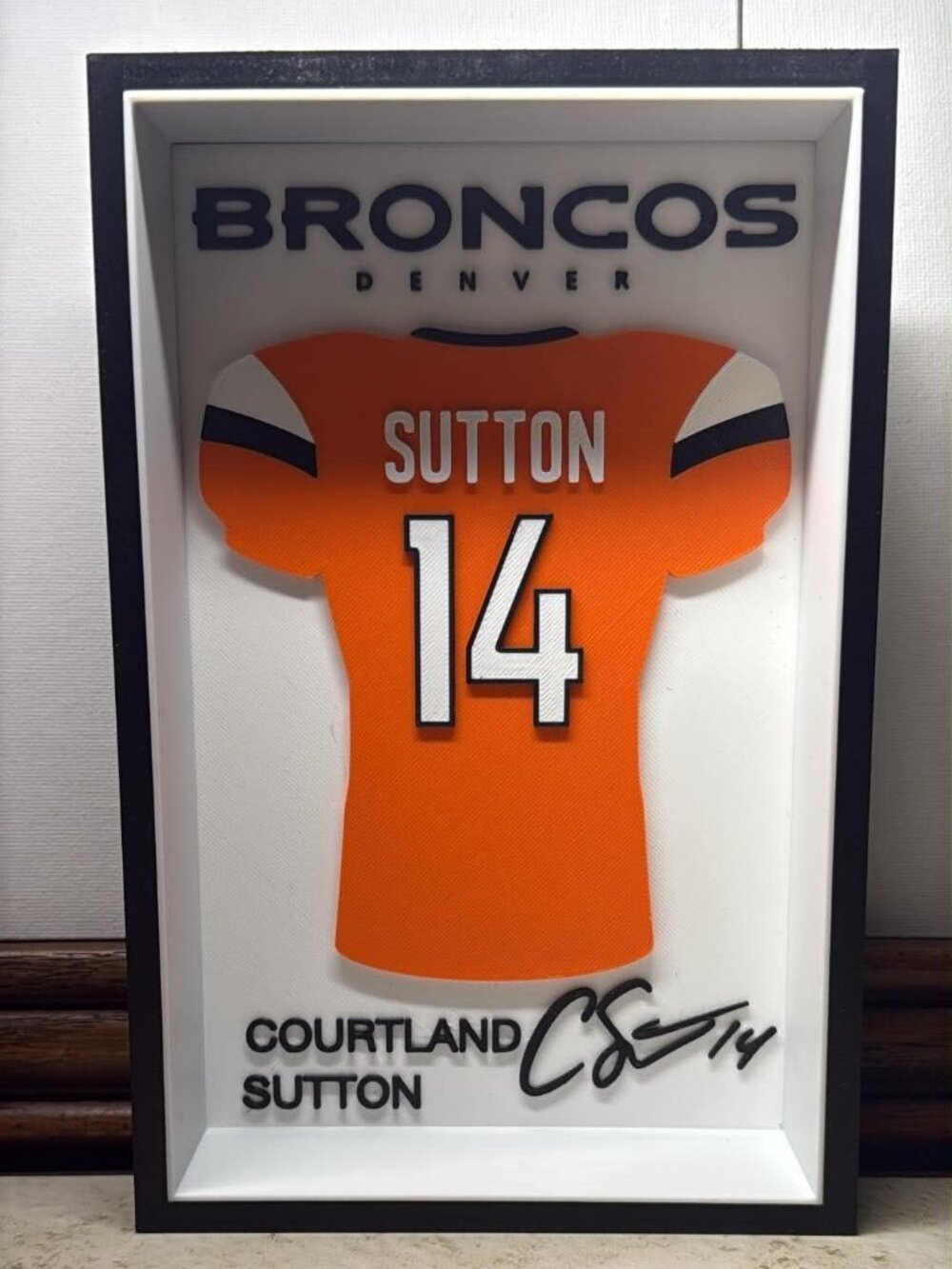 Courtland Sutton Denver Broncos #14 Orange Shadowbox Display